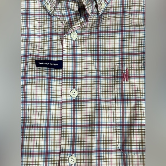New W/O Tags Johnnie-O XL Prep-Formance Button Front Blue Plaid Stretch Shirt - Picture 6 of 9